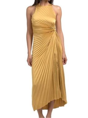 knee length dresses for ladies Angelina Midi Dress With Lace Up in Blue Choco Stripe – Isalis main image 1